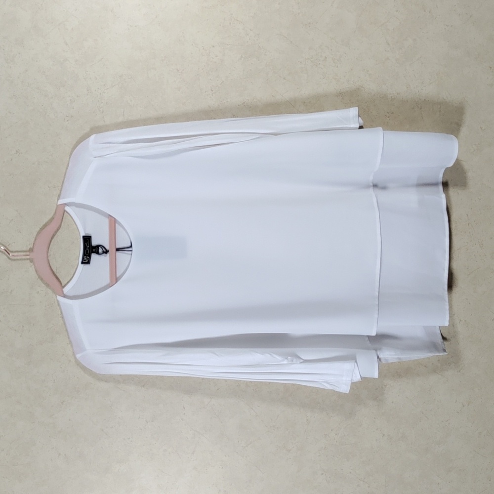 4170 DG2 Diane Gilman white 3/4 sleeve blouse XL NWT